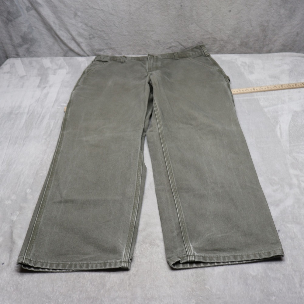 Carhartt Pants Men 36x30 Green Loose Loose Straight Washed Duck Dungaree Fit